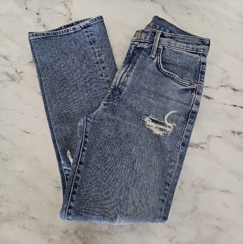 MOTHER The Insider Ankle Bloom And Doom Distressed Flare Blue Jeans 26 Preowned - Picture 3 of 11